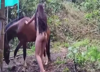 Mia's lucky afternoon: long session of animal sex and sucking